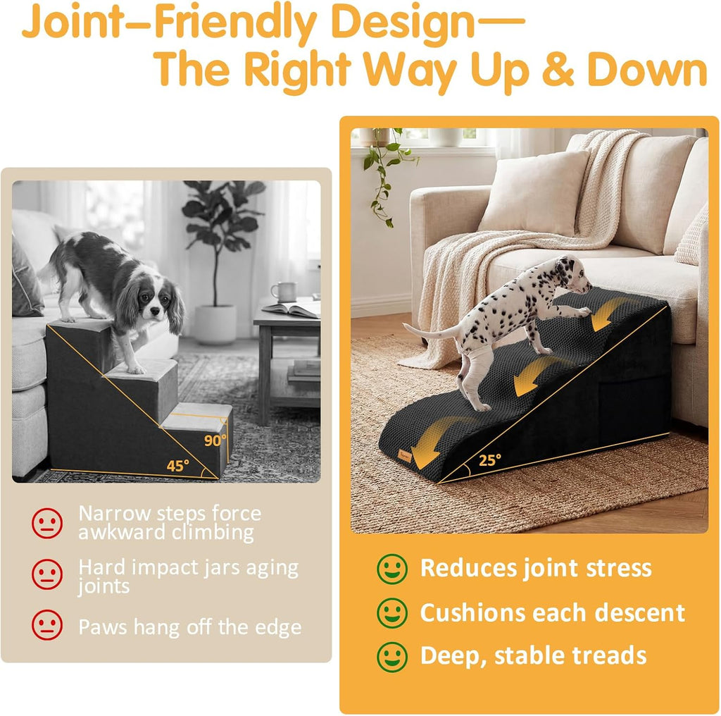 Topmart High Density Extended Foam Dog Ramp&Steps 3 Tiers,15.7" High