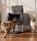 Catlike Upgrade XXXL Stainless Steel Cat Litter Box 3-Layer Leak-Proof | Oversized Real 152L Capacity Enclosed Design w/ Charcoal Filter for Maine Coon & Multi-Cat Homes, with Metal Scoop & XL Mat