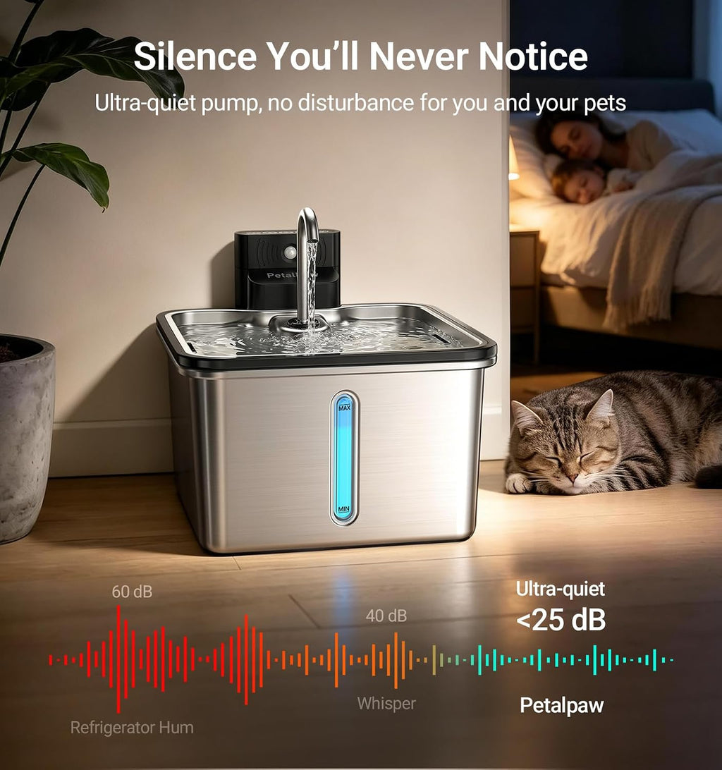 Wireless Cat Water Fountain, Water & Battery Separation, Faucet Design