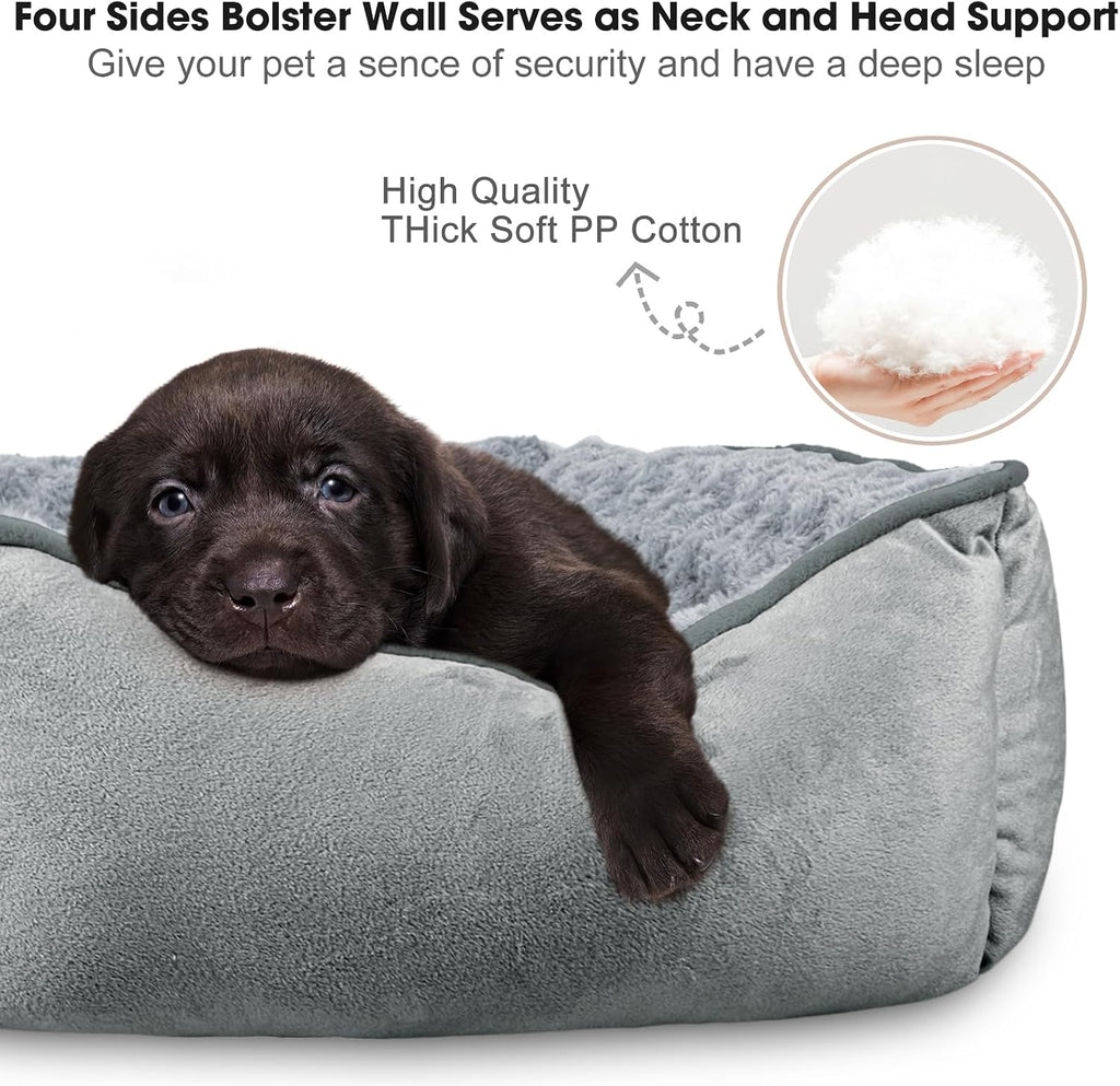 JOEJOY Rectangle Dog Bed for Large Medium Small Dogs Machine Washable Sleeping Dog Sofa Bed Non-Slip Bottom Breathable Soft Puppy Bed Durable Orthopedic Calming Pet Cuddler, Multiple Size, Grey