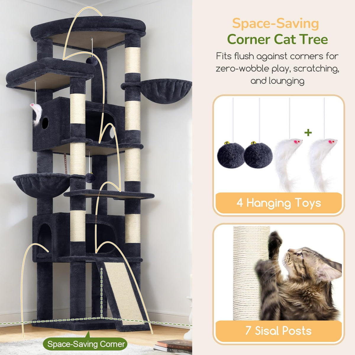 Globlazer 80in Tall Extra Large Heavy Duty Corner Cat Tree Tower, S80C