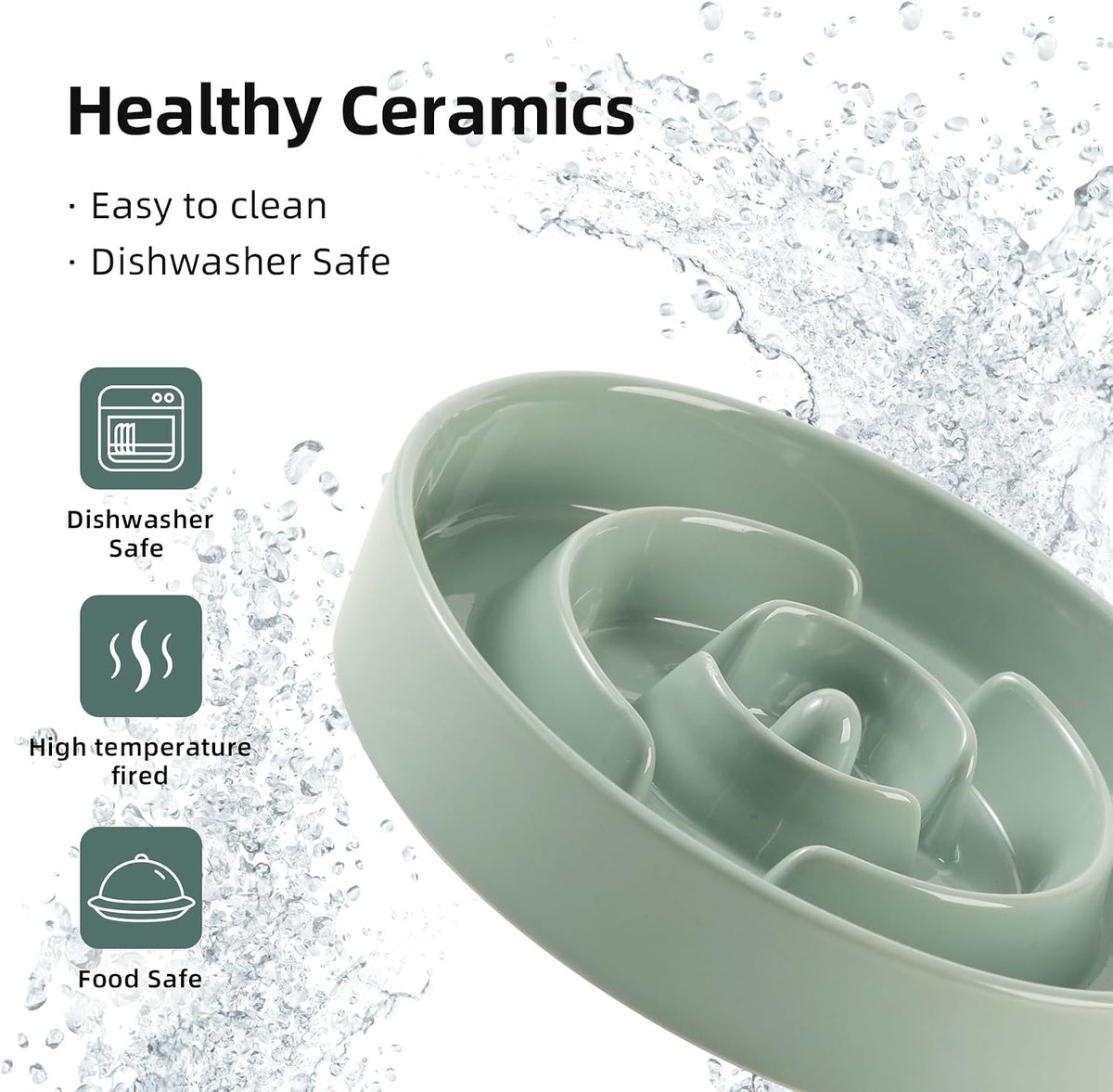 Havniva Ceramic Slow Feeder Dog Bowls, 7.3 in Slow Feeder for Small Breed