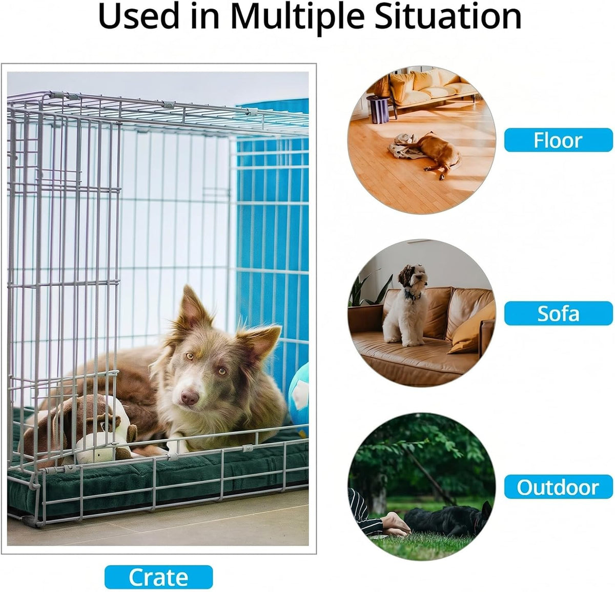 Dog Crate Pad Washable Dog Bed for Crate Large Cozy Mat 48-Inch Green