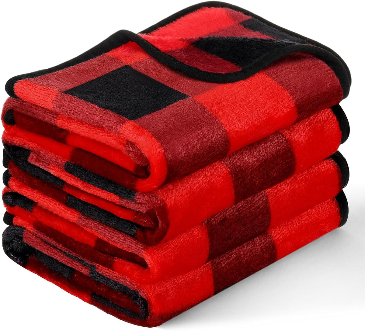Tatuo 4 Pcs Fleece Dog Blankets for Puppy Cat, Red, 24 x 16 in, Plaid