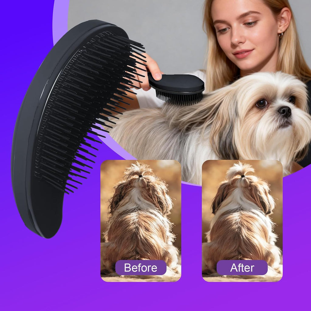 Small Dog Brush, Skin-friendly Soft Bristles (Black) | Puppy Hair Brush, Massage and Bath Supplies, Pet Grooming Tool for Teddy, Yorkies, Maltese, Shih Tzu, Chihuahua