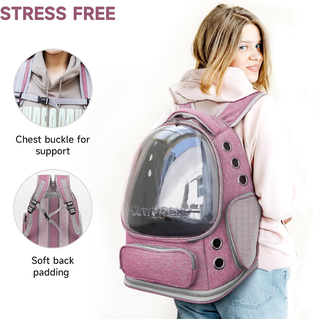 Cawypety Cat Backpack Carrier Large Space Bubble Backpack up to 12lbs Pink
