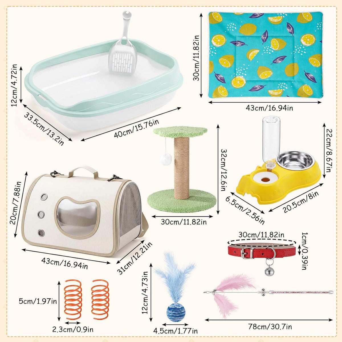Eccliy 10 Pcs Kitten Starter Kit for Indoor, Cute, Small, Multicolor