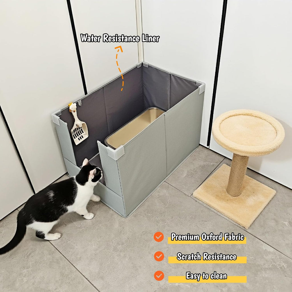 Extra Large Cat Litter Box Enclosure, Keep Dogs Out, Open Top High Side, Water Resistance Splash Guard for Cat Litter Boxes