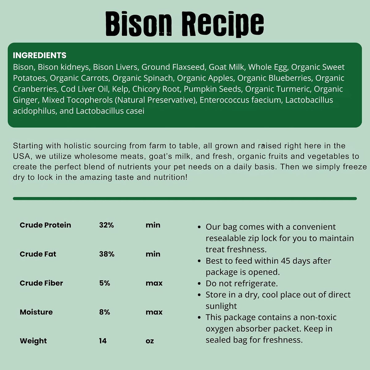 Shepherd Boy Farms Freeze Dried Bison Dog Food, Complete Meal or Mixer 14oz