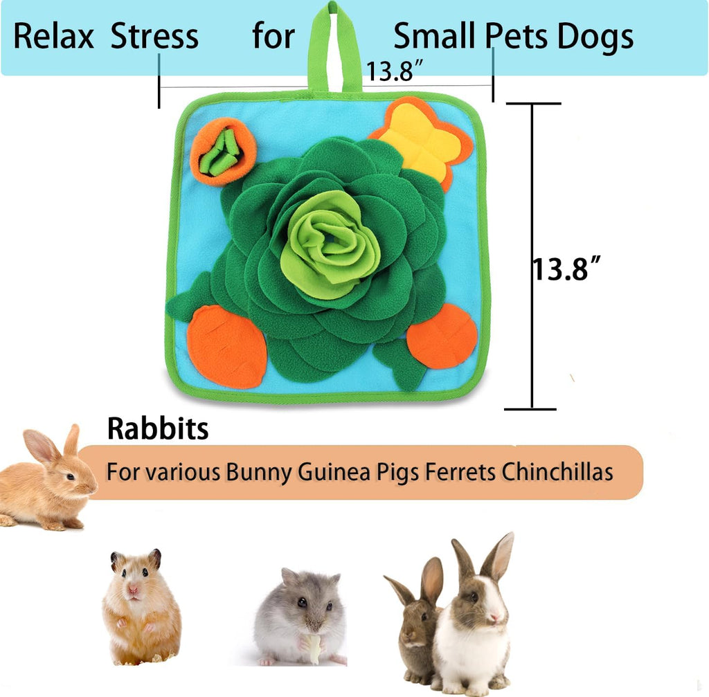 Rabbit Foraging Mat Snuffle Mat for Small Animals Bunny Puzzle Toys Pets Interactive Feeding Mat for Guinea Pigs Hedgehog Chinchilla Puppies (Green)