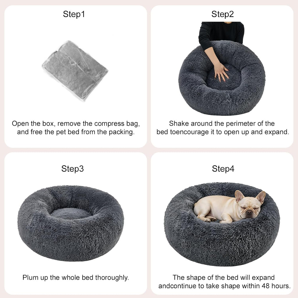 Dog Calming Beds for Large Dogs Round Donut Washable Large Sized Dog Bed