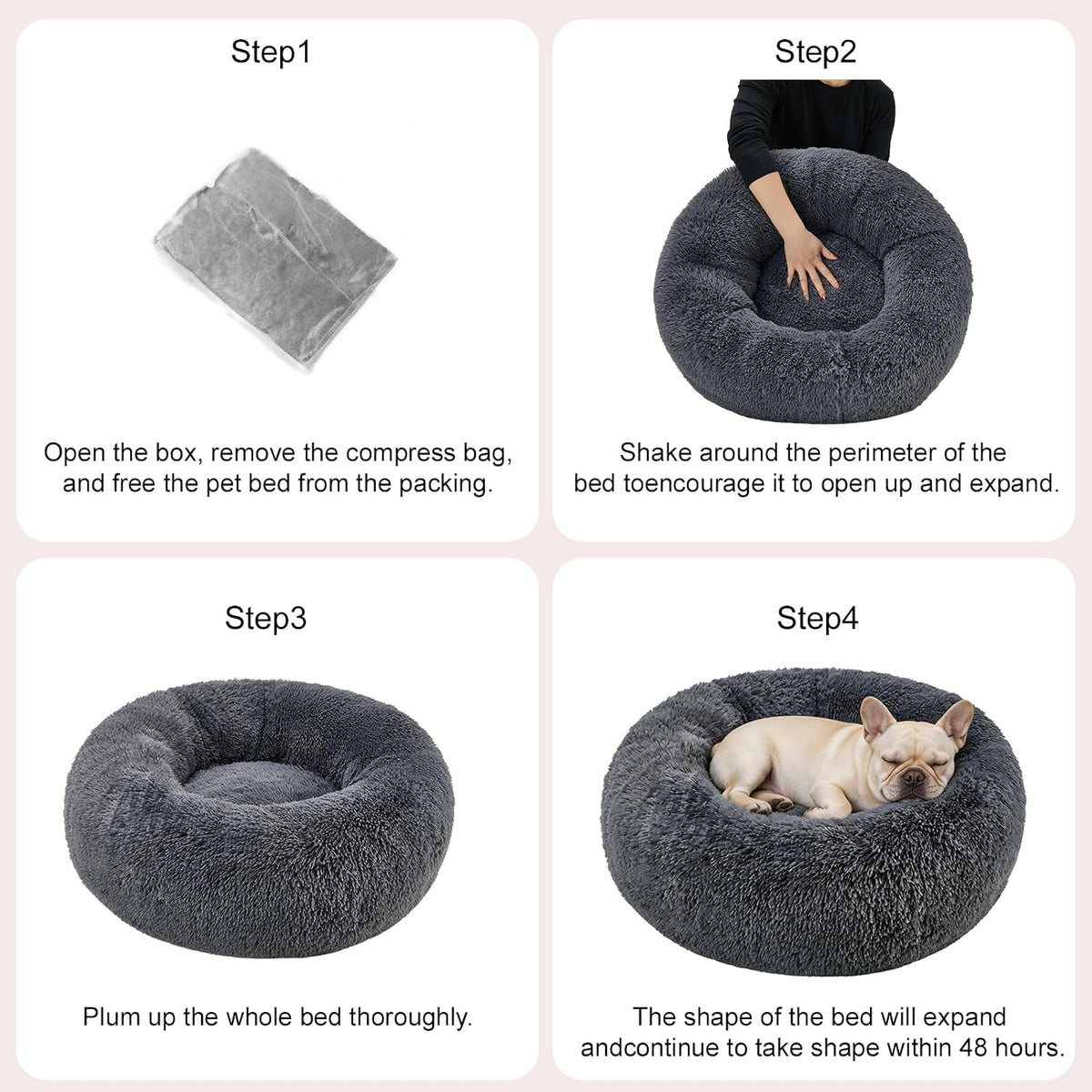 Dog Calming Beds for Large Dogs Round Donut Washable Large Sized Dog Bed