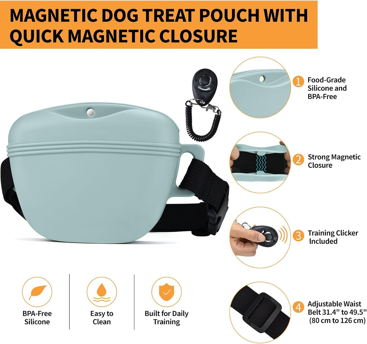 Silicone Dog Treat Pouch with Training Clicker