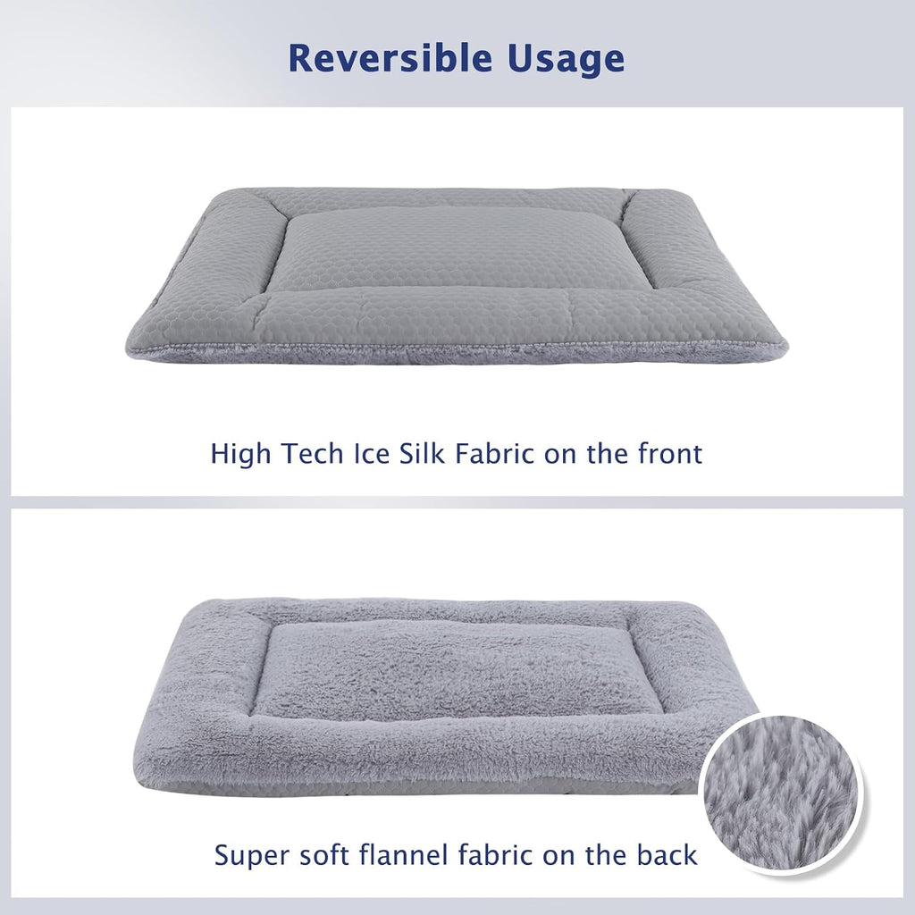 Dog Bed Mat, Crate Pad Reversible,Soft Kennel Pad, Washable Dog Crate Mat (Cool and Warm),Pet Sleeping Mattress for Small Medium Dogs XB009 (18''x13'',Grey)
