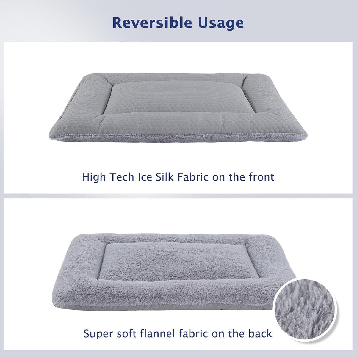 Dog Bed Mat,Crate Pad Reversible,Soft Kennel Pad, Washable Dog Crate Mat (Cool and Warm),Pet Sleeping Mattress for Small Medium Dogs XB009 (48''x30'',Grey)