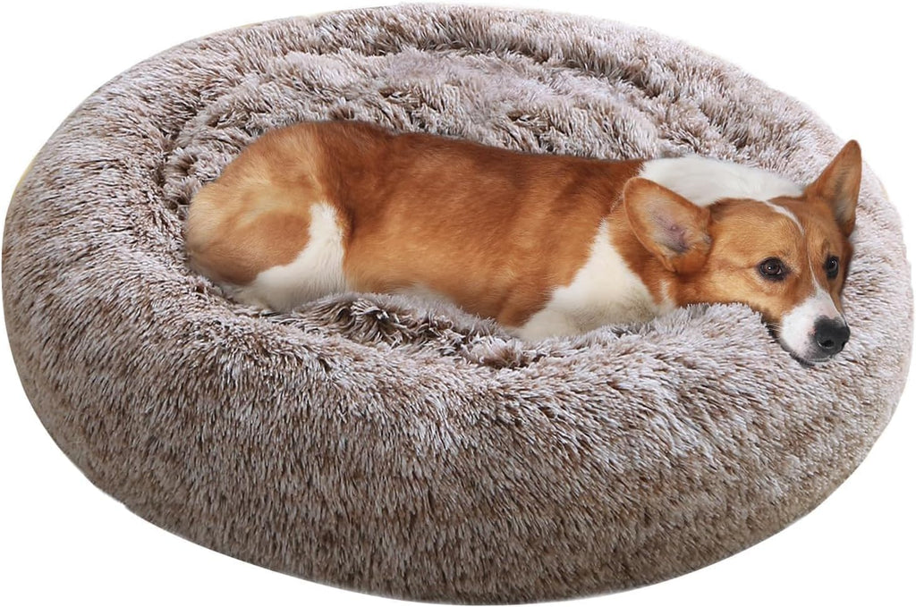 JOLLYVOGUE Dog Beds Large Sized Dog, 36 inches Calming Soft Anti-Anxiety Donut Dogs Bed, Washable Round Fluffy Cushion for Large Pets, Fits up to 80 lbs Pets