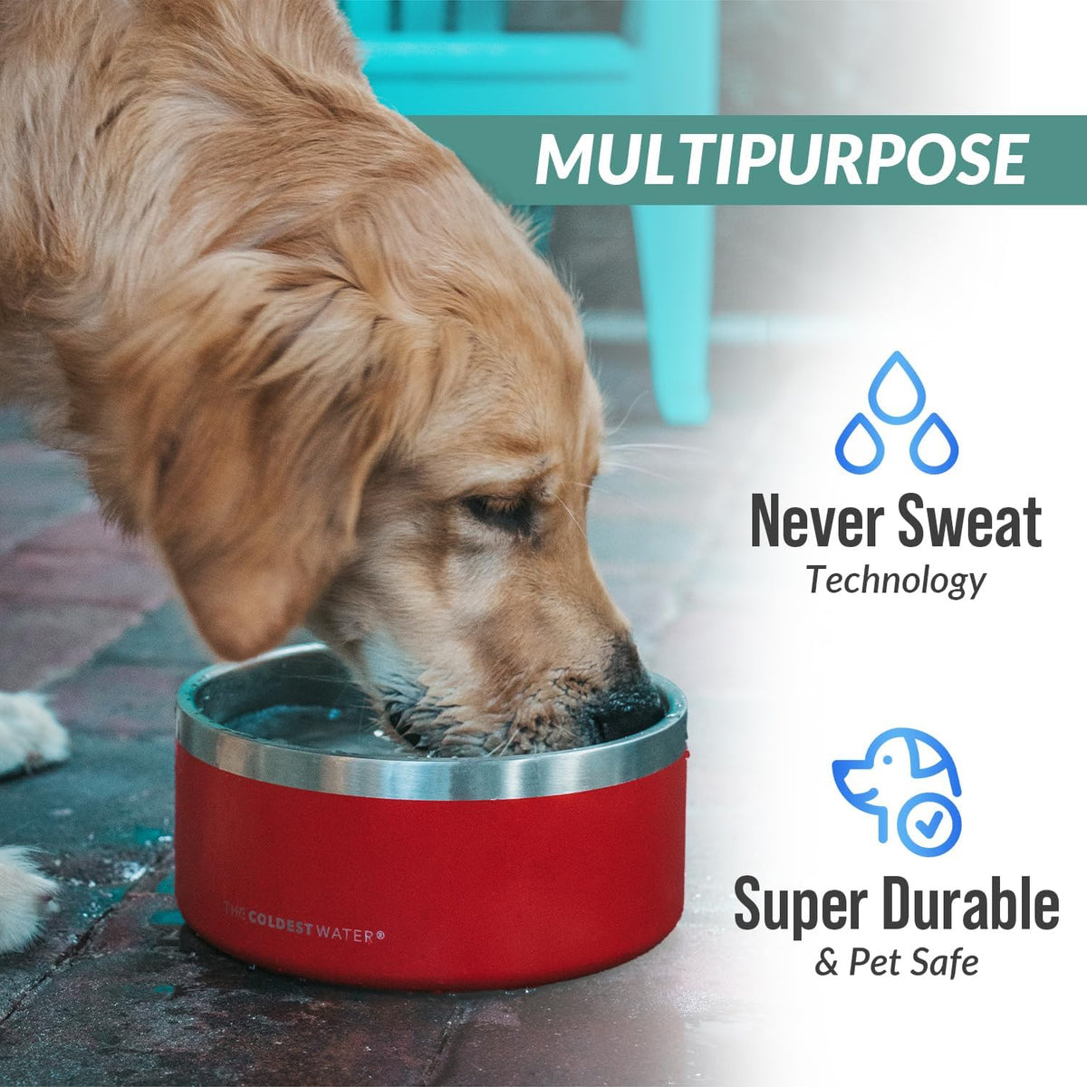 Coldest Dog Bowl - Anti Rust Metal & Non Slip Dog Bowls Large, Spill Proof Heavy Duty 3 Layers Insulated Dog Bowl - Food and Water Bowl for Dogs, Cats & Pets, Dishwasher Safe (42 oz, Carrara Marble)