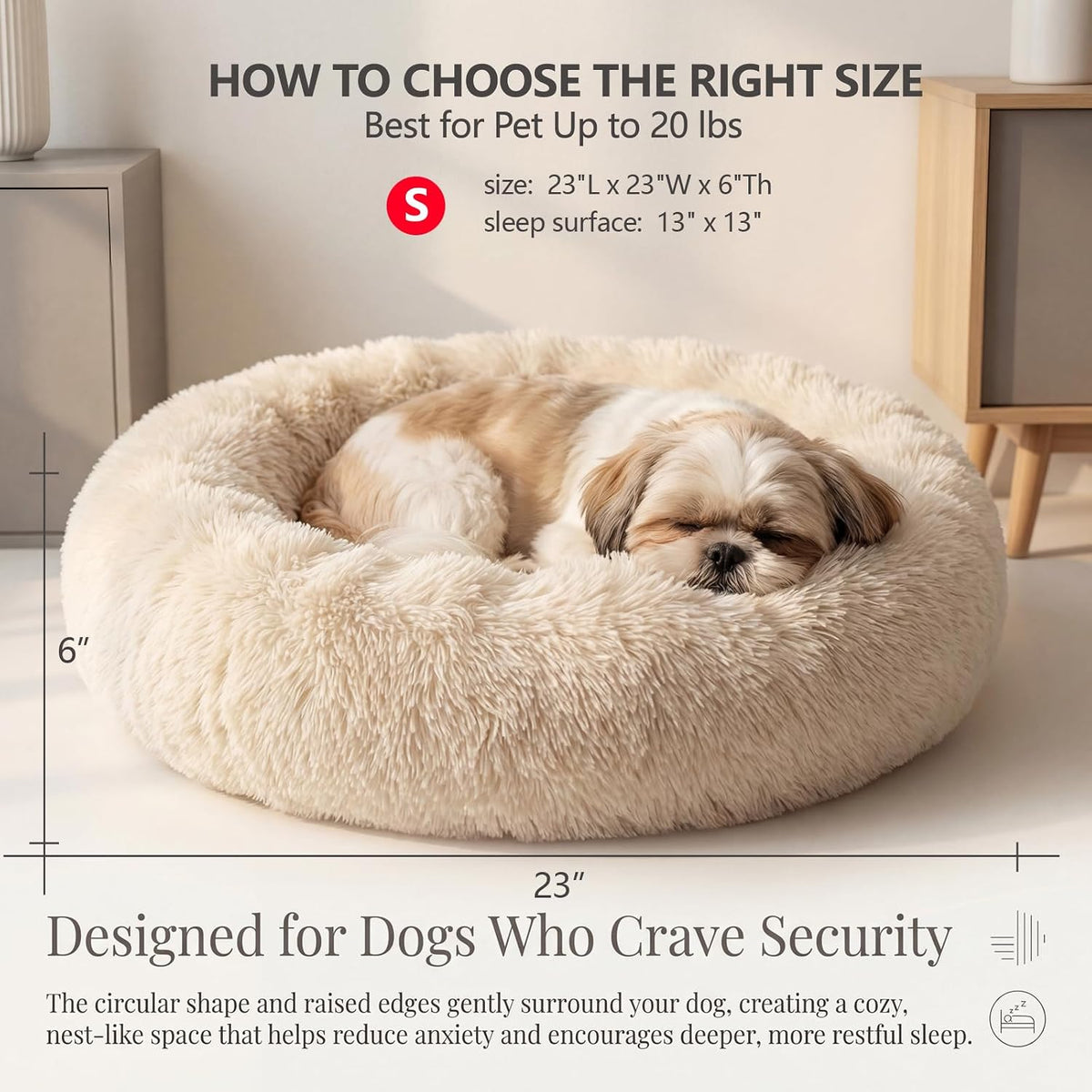 nononfish Dog Bed for Small Dogs,Calming Donut Plush Pet Bed