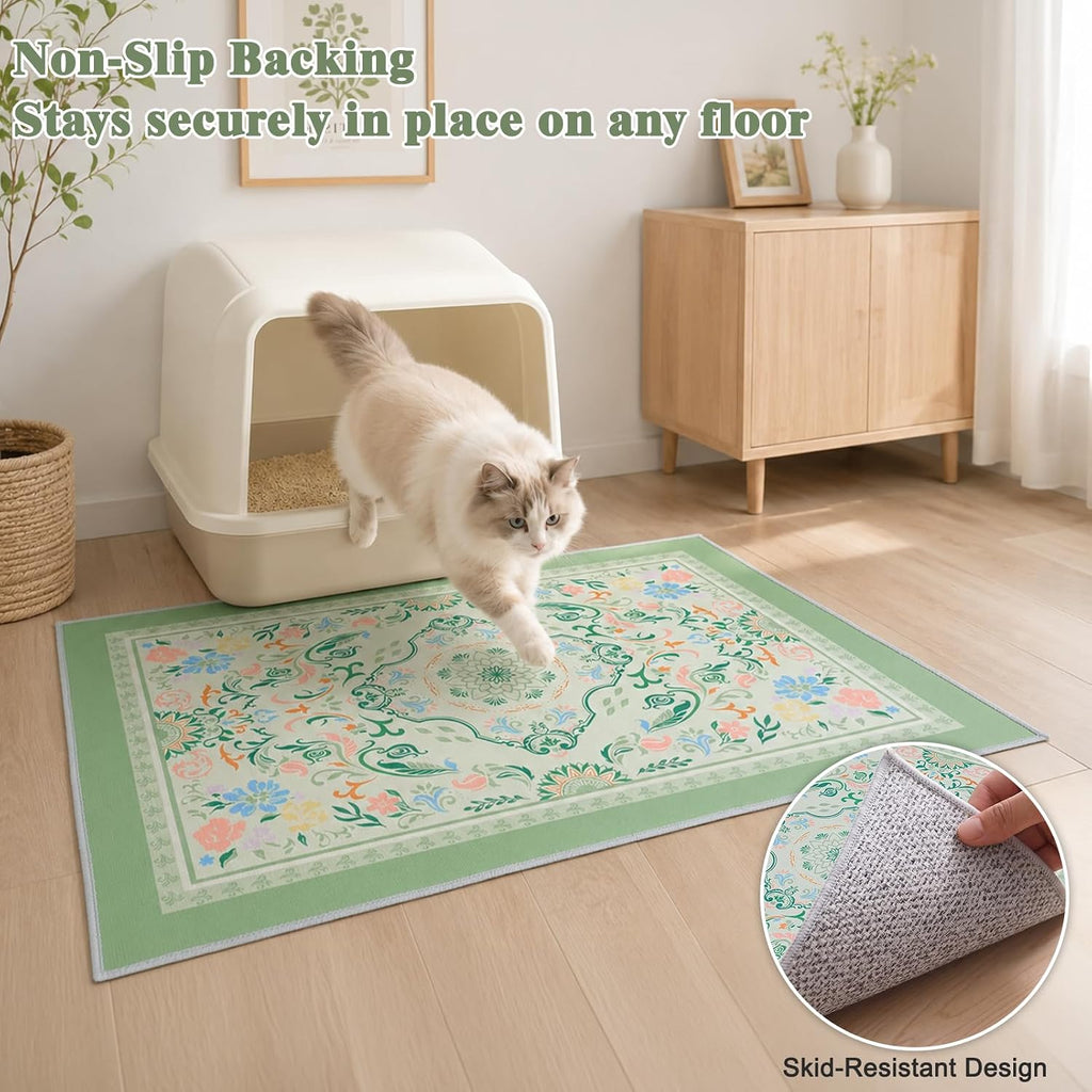 Bienbee Cat Litter Mat, 2 Pack 48" x 36" Machine Washable for Litter Boxes | Cat Litter Rug with Waterproof Backing, Non-Slip Grip and Soft On Kitty Paws to Catch Litter and Protect Floor