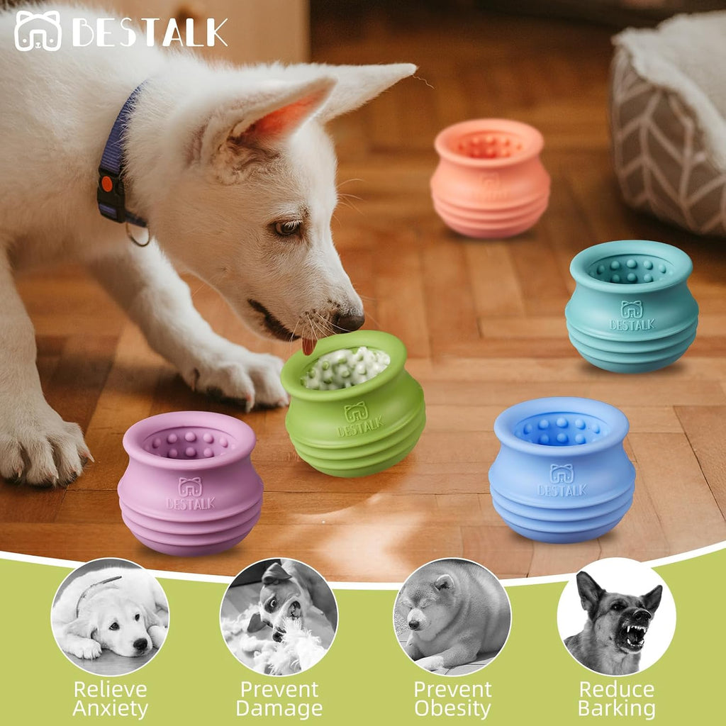 Dog Enrichment Treat Toy, Long-Lasting Wobbly Interactive Freeze Lick Toys for Dogs, Stuffable Puzzle Feeder Toy for Boredom, Silicone Treat Dispensing Chew Toy (Green,M)