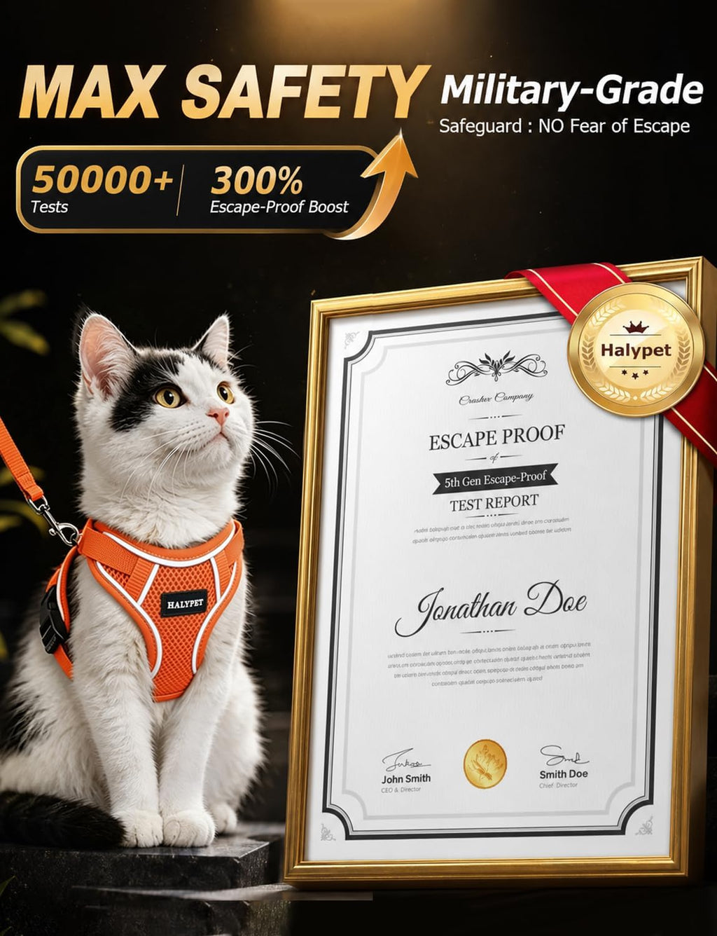Cat Harness and Leash Set,Escape Proof Kitten Harness,Orange