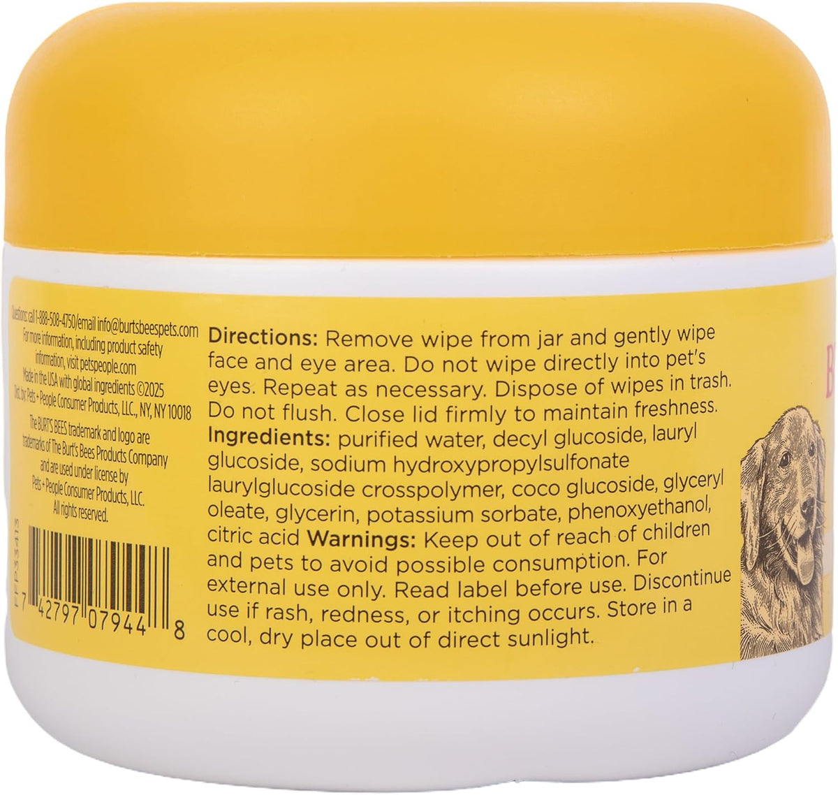 Burts Bees for Pets Eye and Ear Cleansing Wipes, Fragrance-Free, 100 Count | 98% natural origin, fragrance-free formula, tear stain and ear build-up removal, daily use