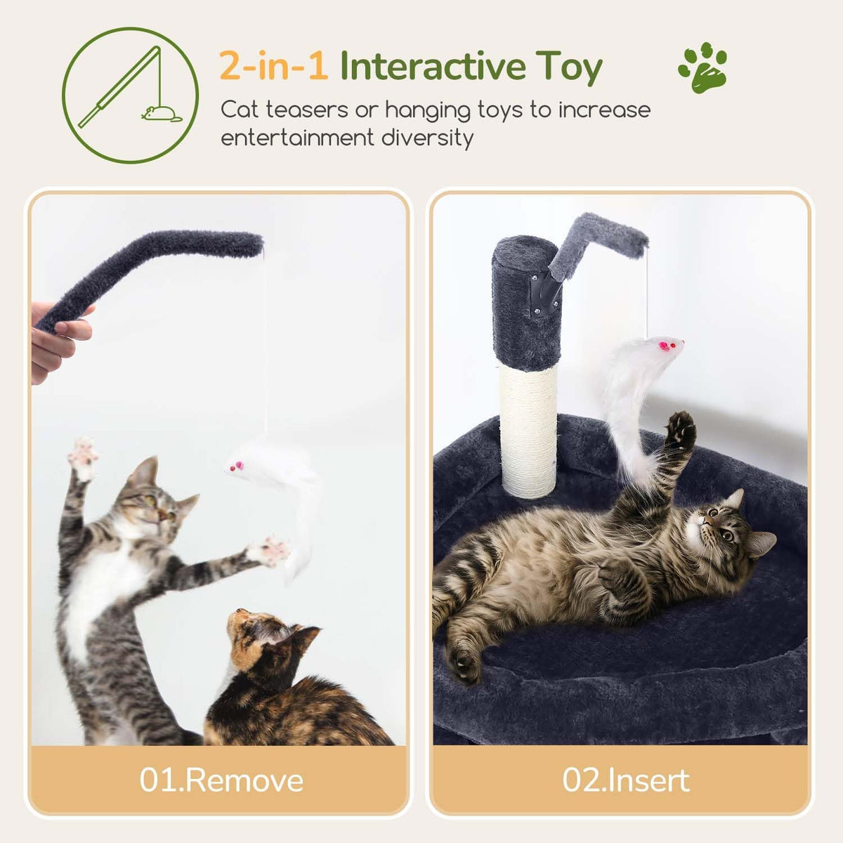 Globlazer Cat Tree for Large Adult Cats, Heavy Duty Indoor Cat Tower, F74B