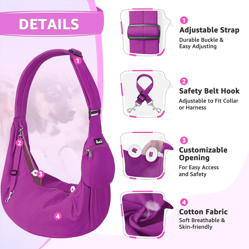 SlowTon Dog Carrier Sling - Thick Padded Shoulder Strap Adjustable, PU S