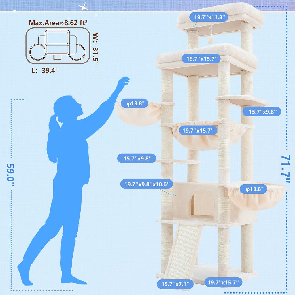 Hey-brother Cat Tree Tower with Extra Large Platform and Basket, MPJ080M