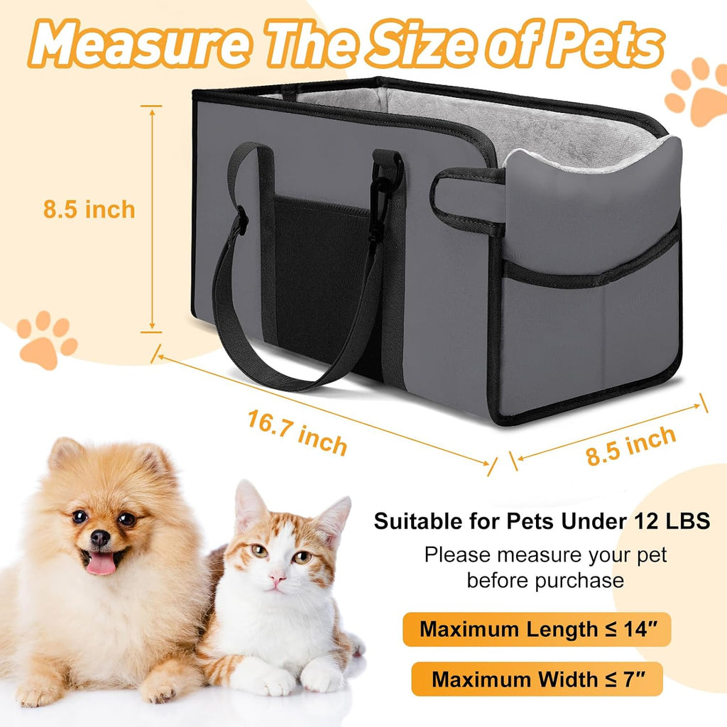 Portable Dog Car Seat for Small Dogs, Puppy Car Seat, Grey