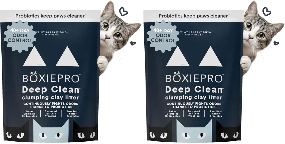 Boxie® Probiotic 40 Day Natural Odor Control Cat Litter, 16lb Clumping Clay Kitty Litter (Pack of 2)