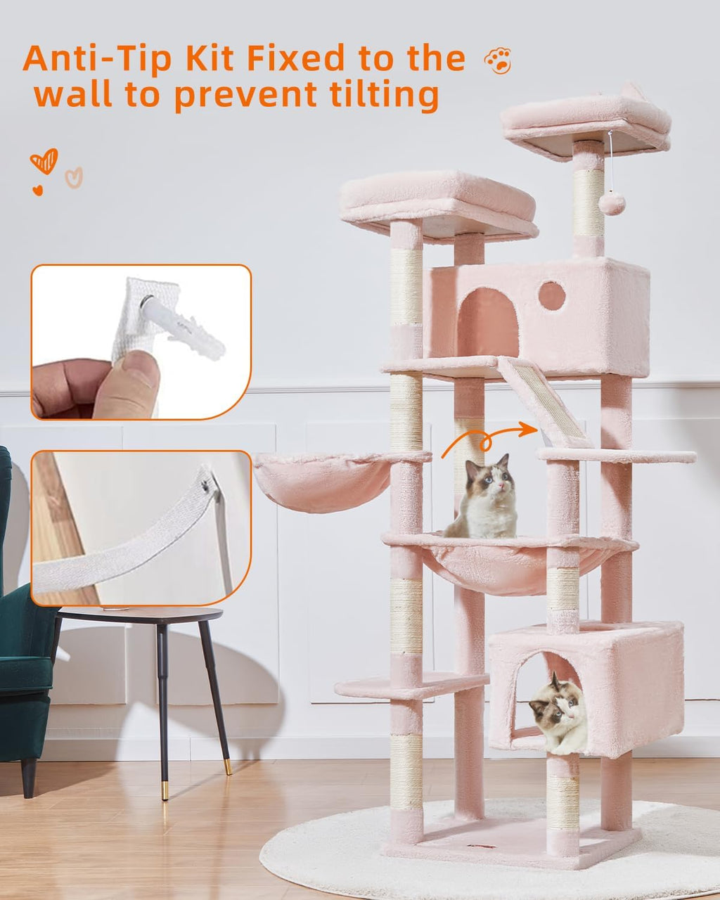 Taoqimiao Cat Tree, 71 in Extra Large Cat Tower for Inddor Cats, MS026LP