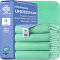 Accompagner Incontinence Bed Pads Washable Waterproof, Ultra-Absorbent Reusable Underpads for Diaper Changing, Nursing, Bedridden, Adults, Seniors, Kids and Dogs (Green, 24"x24"(Pack of 4))