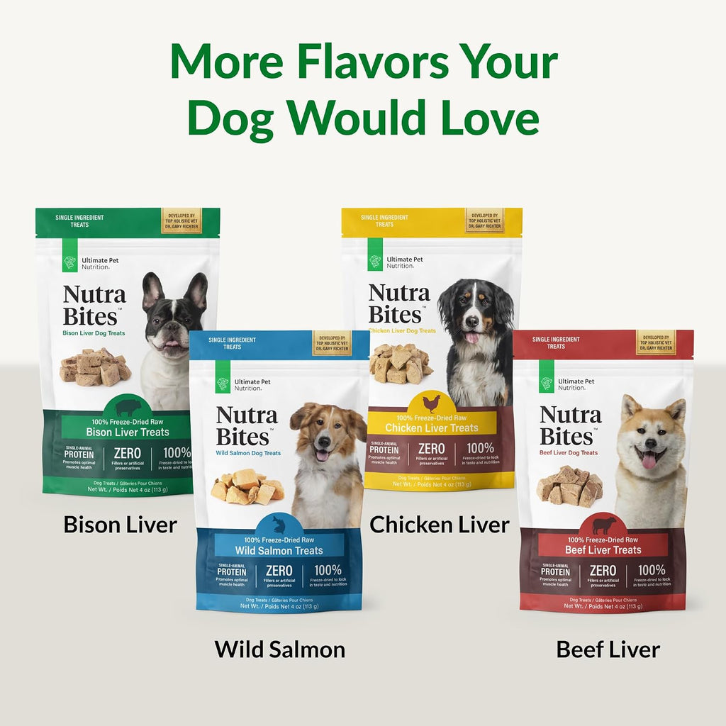 ULTIMATE PET NUTRITION Nutra Bites Freeze-Dried Dog Treats, Chicken Liver