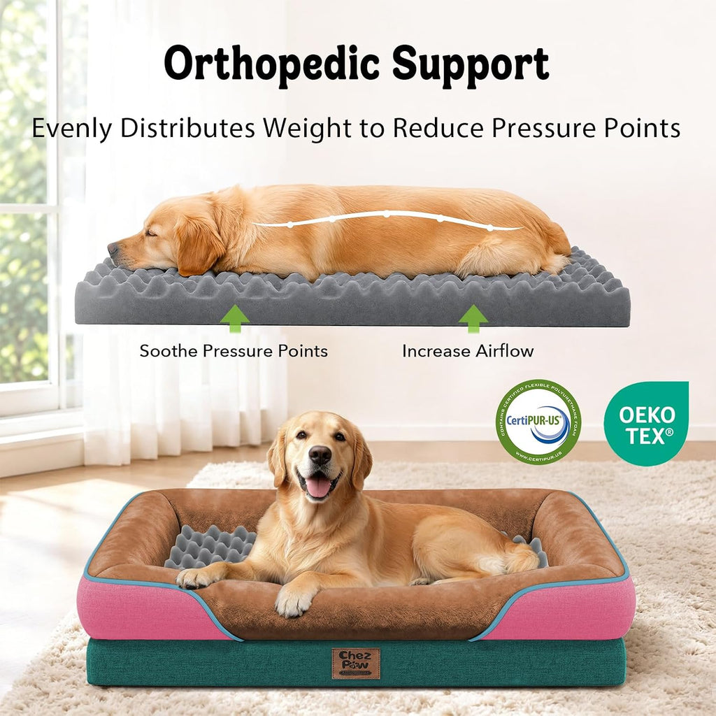 Chez Paw Waterproof Orthopedic XL Dog Bed for Large and Extra Large Dogs