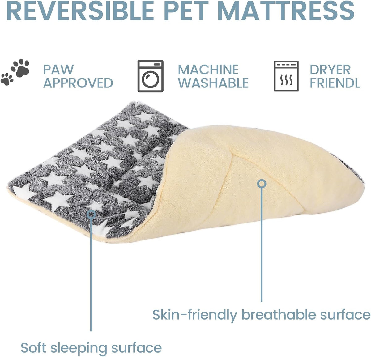 Dog Bed mat Pet mat Dog Box mat Machine Washable Grey (33x23x1.5in)