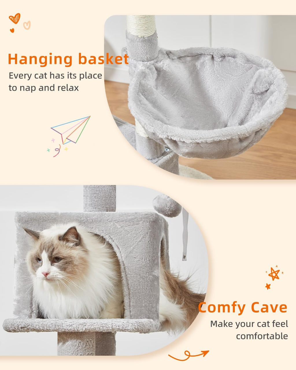 Taoqimiao Cat Tree, 49In Cat Tower for Indoor Cats Large Adult