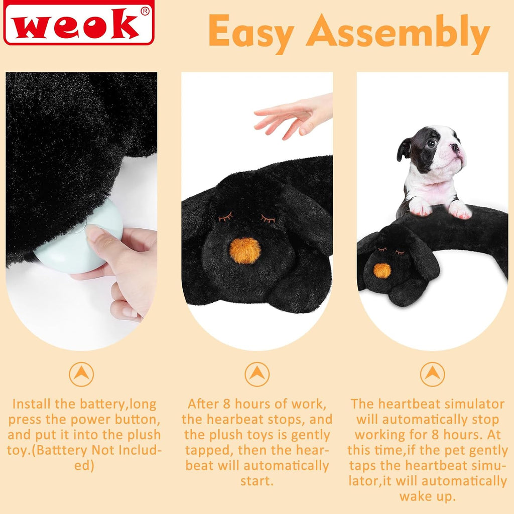 WEOK Heartbeat Puppy for Dogs-for Separation Anxiety Relief, Heartbeat Stuffed Animal Anxiety Calming Behavioral Aid Plush Toy for Dogs Cats Pets