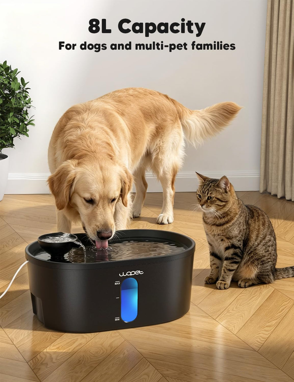 WOPET Dog Water Fountain Filters, Pet Water Fountain Filter Replacement Compatible with A08 Pet Fountain,Dog Fountain Filters - Including 4 Filters + 4 Sponges