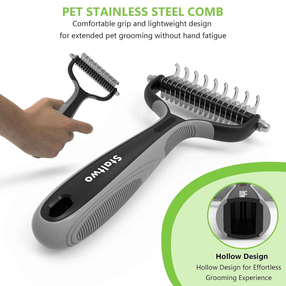 Staltwo Deshedding Dog Brush, Deshedding Undercoat Brush for Dog&Cat