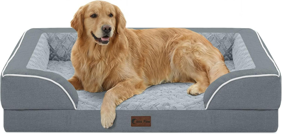 Orthopedic Washable Dog Bed for Extra Large Dogs, 42x30in, Grey