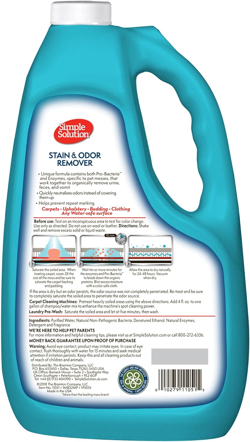 Simple Solution Pet Stain & Odor Remover, Enzyme Stain Cleaner, Gallon