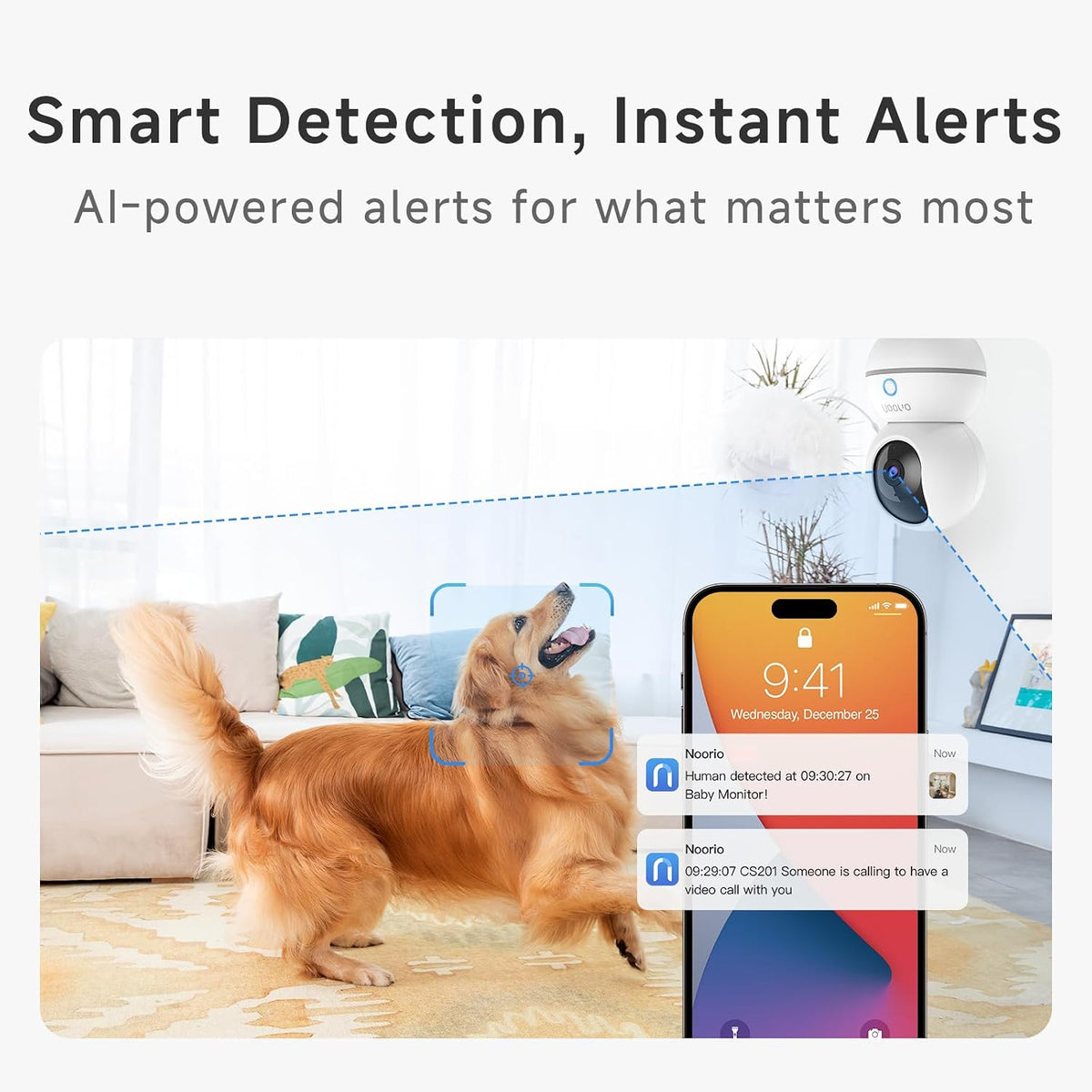 Noorio 2K Indoor Camera Wireless, Baby Monitor Pet Camera, 2-Way Audio