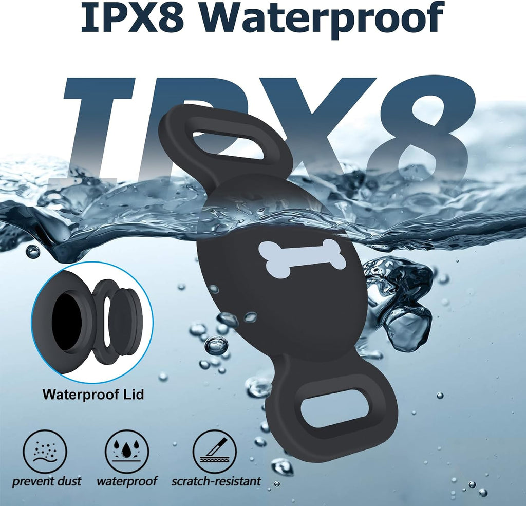 Waterproof Collar Holder Compatible with Airtag (2 Pack), Protective Anti-Lost Case for GPS Tracker, Silicone Collar Holder for Pets