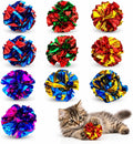 Cat Crinkle Ball Toys, 10 Pack 2.3 Inch Colorful Crinkle Balls for Indoor Cats and Kittens, Interactive Cat Toys for Swatting, Chasing, Pouncing and Hunting