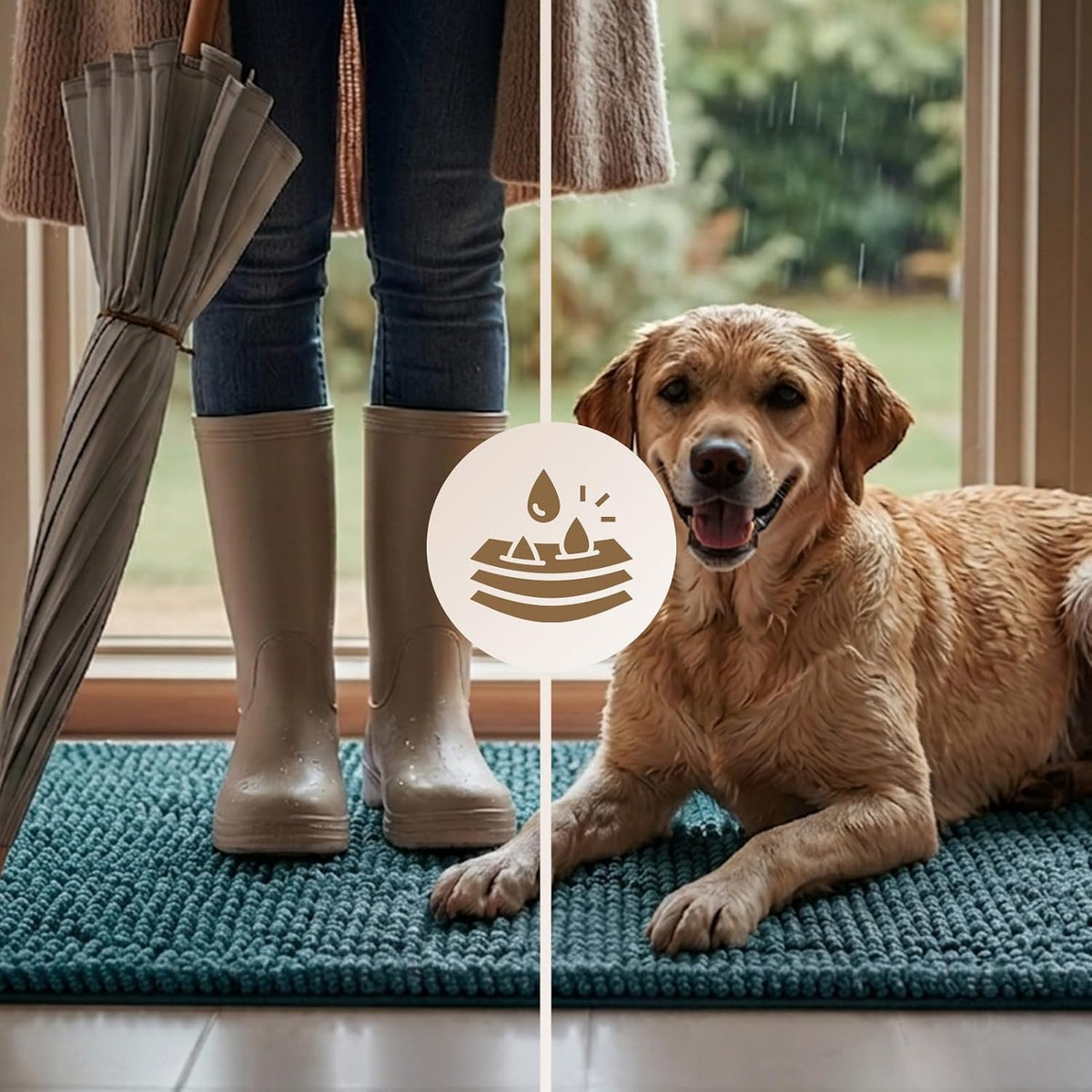 EHEYCIGA 48x30 Super Absorbent Dog Door Mat for Muddy Paws Entryway Rug