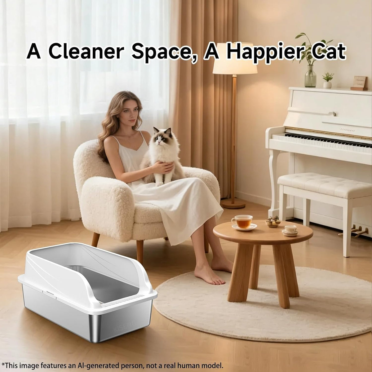 Stainless Steel Litter Box XL | Extra Large Litter box for Big Cats,Urine Leakage, Non-Stick, Durable,Easy to Clean