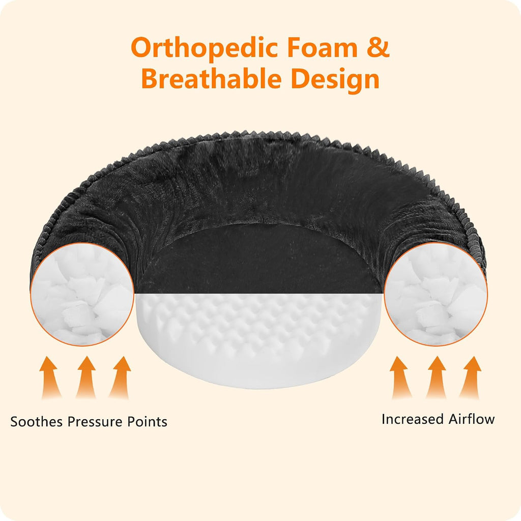 Dwanton Orthopedic Medium Dount Dog Bed, Egg-Crate Foam Round Dog Sofa, 36"