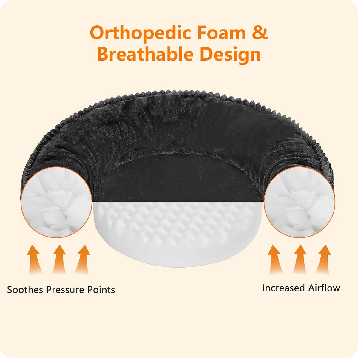 Dwanton Orthopedic Medium Dount Dog Bed, Egg-Crate Foam Round Dog Sofa, 36"