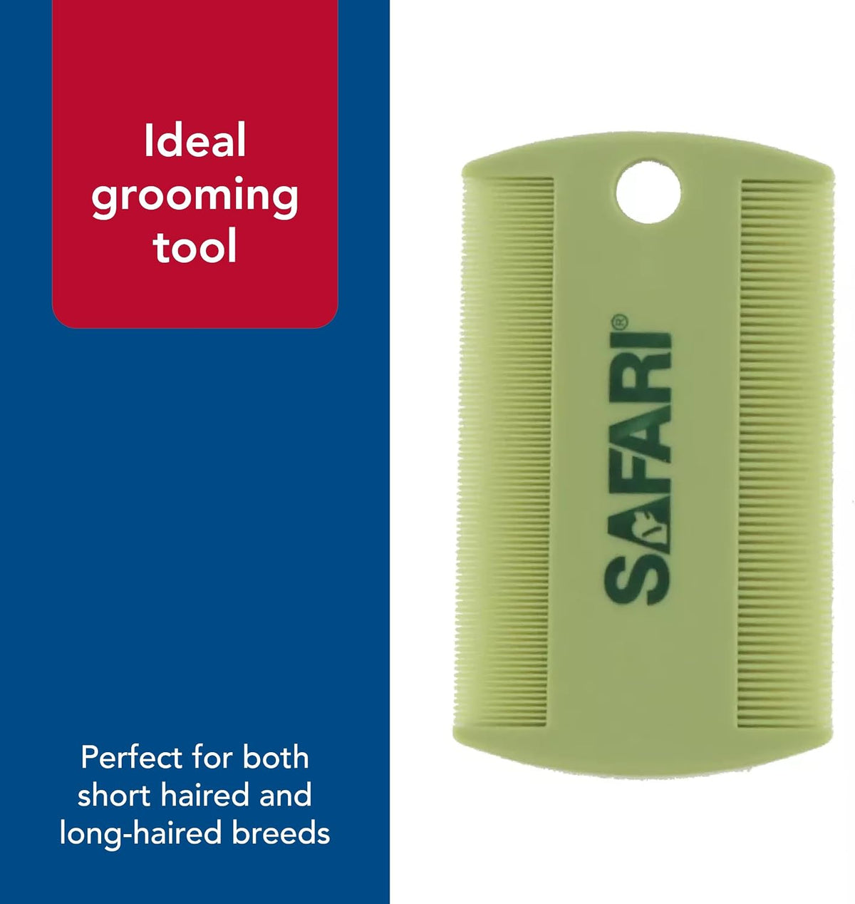 Coastal Pet Safari Double-Sided Grooming Comb - One Size Short Hair Dog Grooming Kit for Flea Prevention and Detection 